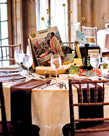 Music themed table featuerd in Martha Stewart Weddings music themed wedding