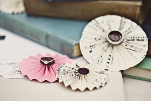 Ben's and Aileen's Wedding: old sheet music pin wheels